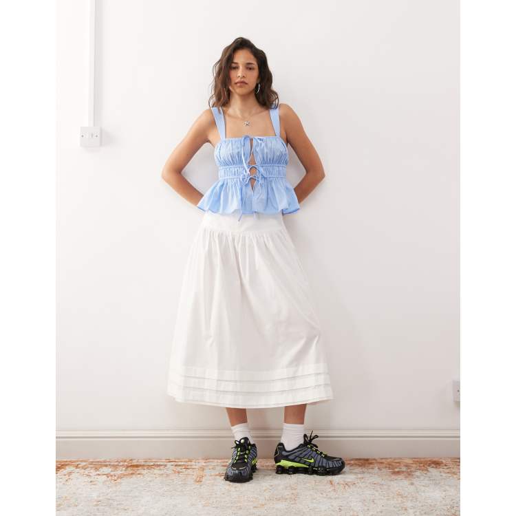 COLLUSION prairie maxi skirt with pin tuck detail in white | ASOS