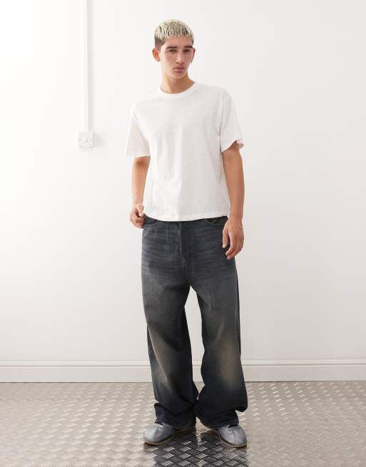 COLLUSION Premium slim tee in white textured cotton