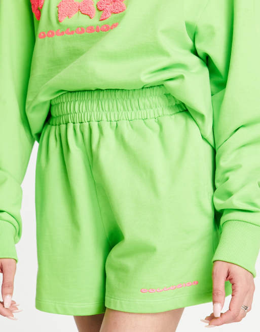 neon green sweat shorts