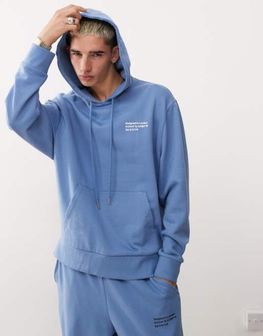COLLUSION print hoodie in blue - part of a set