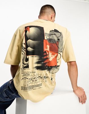COLLUSION Printed graphic t-shirt in stone