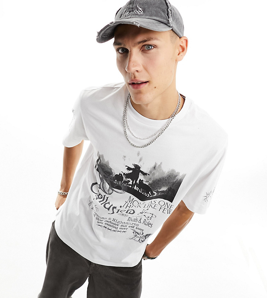 COLLUSION Printed graphic t-shirt in white