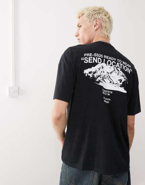 COLLUSION printed location t-shirt in washed black - view 1