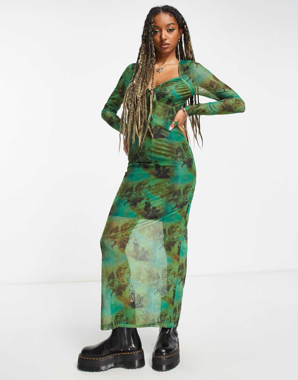  Other Stories rib knitted midi dress in green