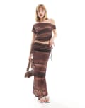 [Collusion] COLLUSION printed maxi skirt in brown (part of a set) 18 BROWN