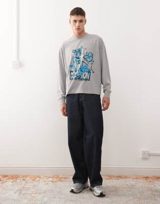 Collusion Printed Oversized T-shirt In Gray