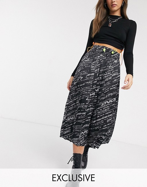 COLLUSION printed pleated midi skirt