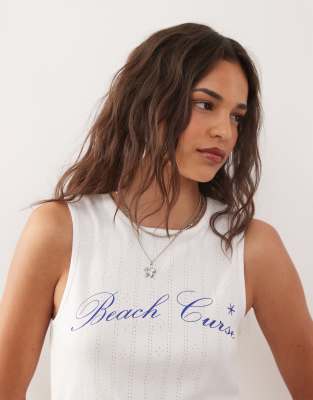 Shop Collusion Printed Pointelle Tank Top
