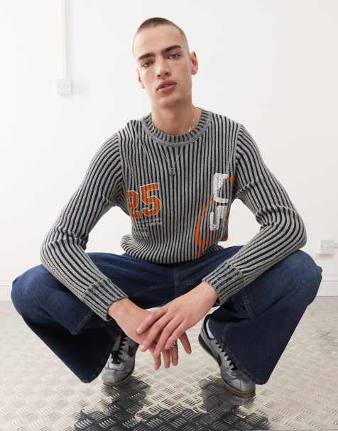 COLLUSION printed ribbed sweater in blue - view 1