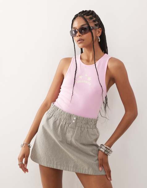 COLLUSION printed vest top in bubble gum pink - view 1