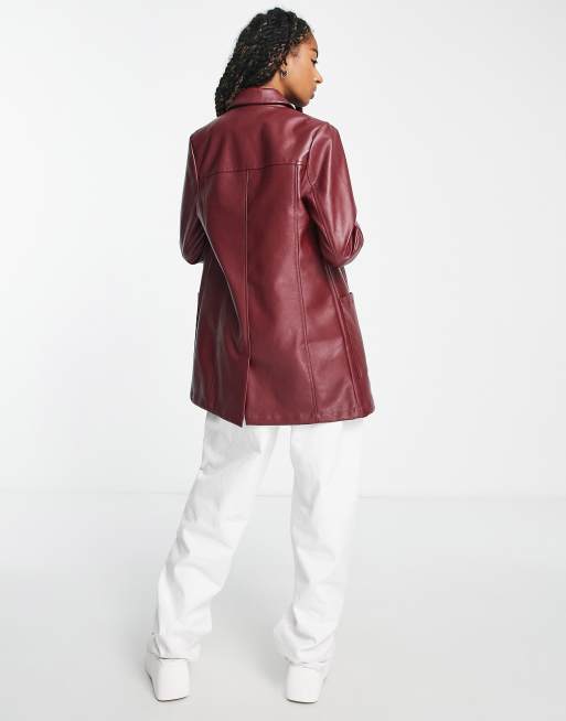 Red hot sale pu jacket