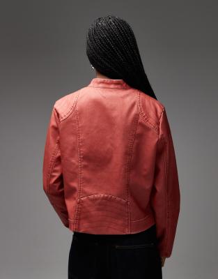 Collusion Pu Jacket In Red