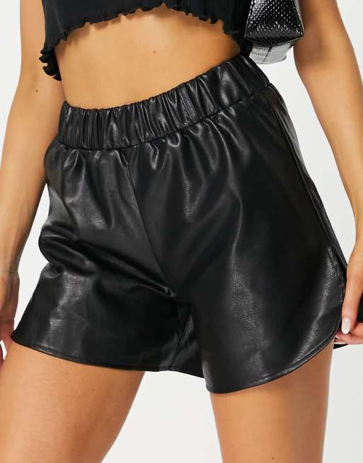 Black pu hot sale shorts