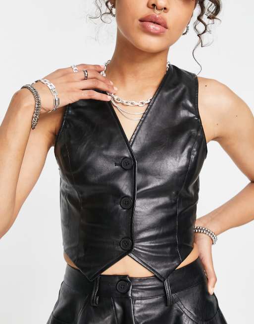 COLLUSION PU waistcoat in black