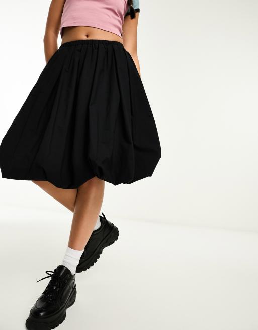 COLLUSION puff ball midi skirt in black