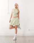 [Collusion] COLLUSION puff ball mini skirt in green check (Part of a set) 6 GREEN