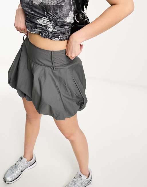COLLUSION puff hem utility mini skirt in washed gray | ASOS