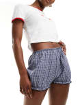 [Collusion] COLLUSION puffball micro shorts in blue check L Blue check