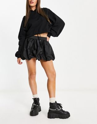 COLLUSION puffball taffeta mini skirt in black