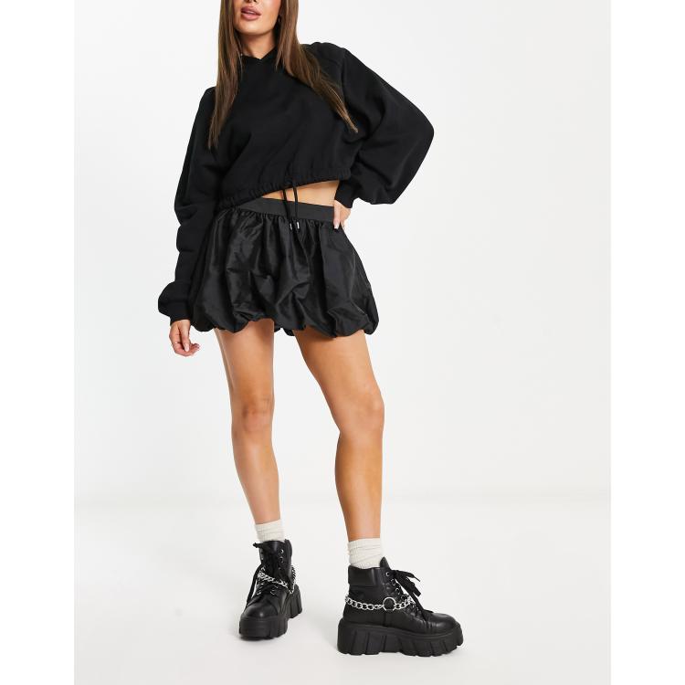 COLLUSION puffball taffeta mini skirt in black