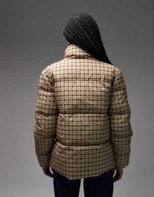 Collusion Puffer Coat With Bow Closure In Brown