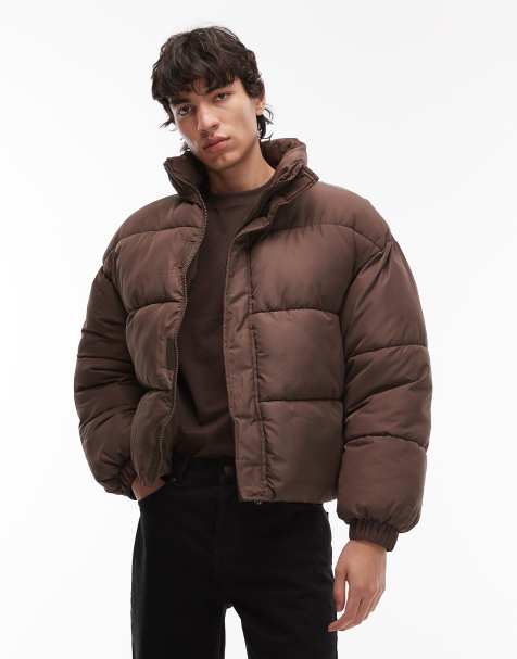 COLLUSION puffer jacket in chocolate brown - view 1