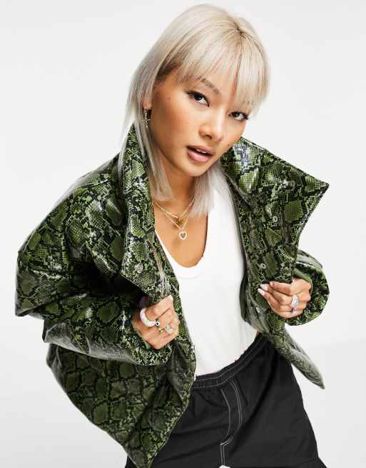 Snake print puffer jacket hotsell