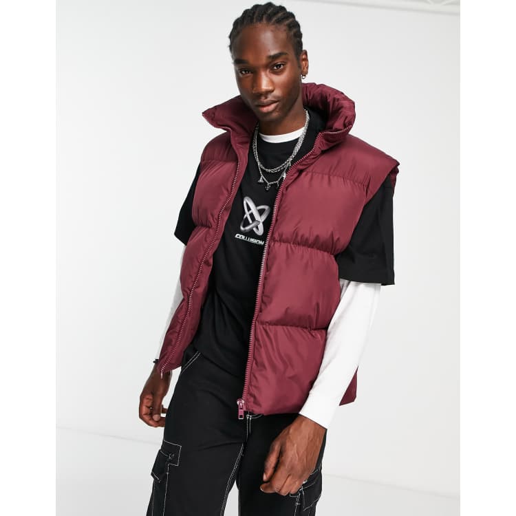 Mens bubble vest with 2024 hood