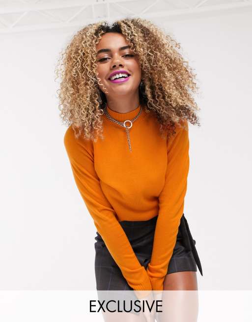 Collusion Pull Col Roule Orange Asos