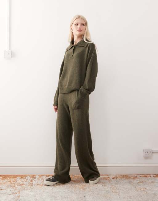 COLLUSION - Pull d'ensemble oversize en maille avec col boutonné - Kaki, 3 de 4