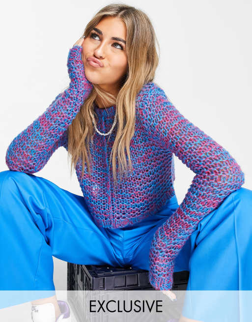 COLLUSION - Pull en maille multicolore