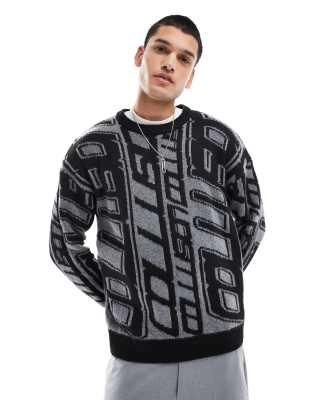 COLLUSION - Pull jacquard en maille - Noir