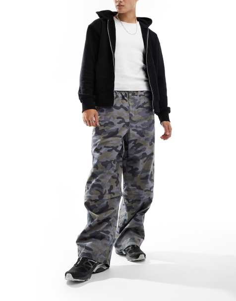 COLLUSION pull on adjustable waist baggy skate pant in camo - view 1