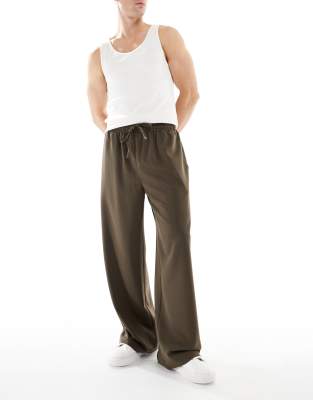 pull on baggy tailored sweatpants in brown