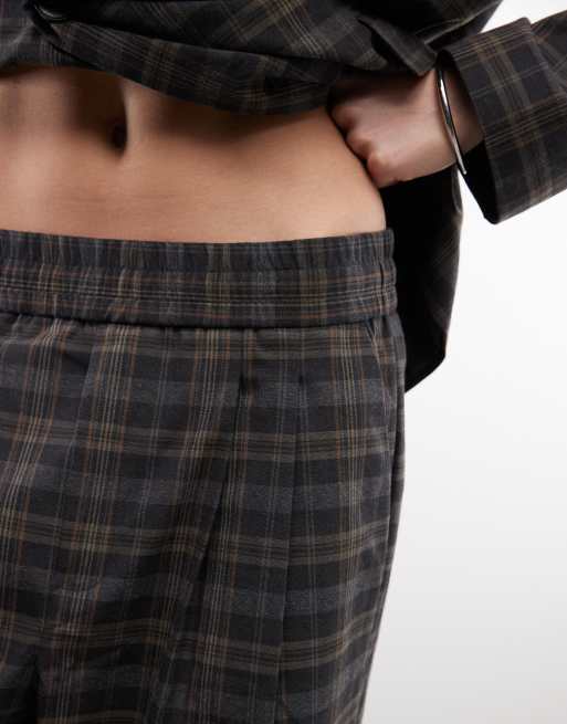 COLLUSION pull on pant in brown check, 3 of 5
