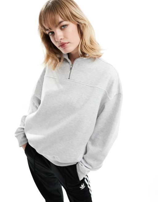 ASOS DESIGN oversized boxy half zip sweatshirt in gray heather