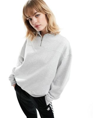 COLLUSION quarter zip sweatshirt in grey marl