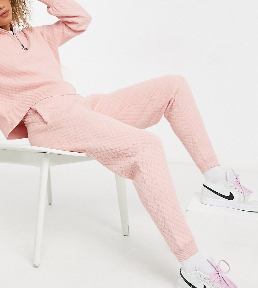 COLLUSION quilted knit sweatpants in light pink - part of a set-Neutral