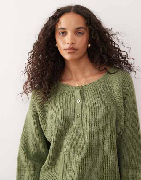 COLLUSION raglan button up knit sweater - view 1