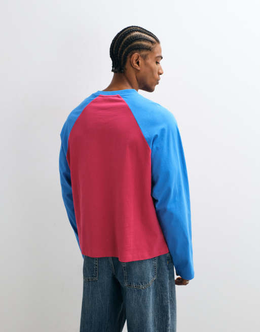 COLLUSION Raglan-Langarmshirt in Burgunderrot und Blau, 5 von 10