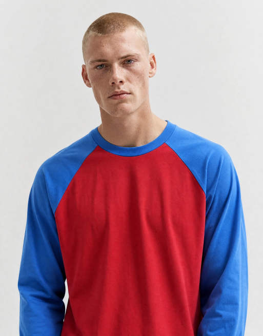 COLLUSION Raglan-Langarmshirt in Burgunderrot und Blau, 7 von 10
