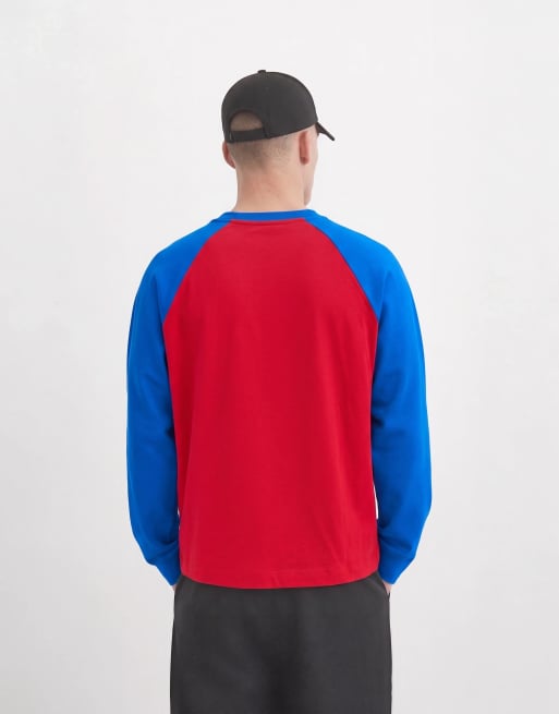 COLLUSION Raglan-Langarmshirt in Burgunderrot und Blau, 9 von 10