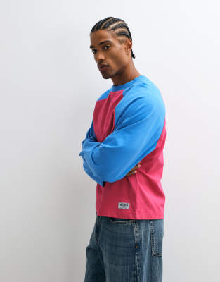 Collusion Raglan Long Sleeve Boxy Tee In Multi
