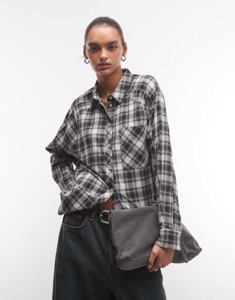 COLLUSION raglan oversized shirt in check - view 1