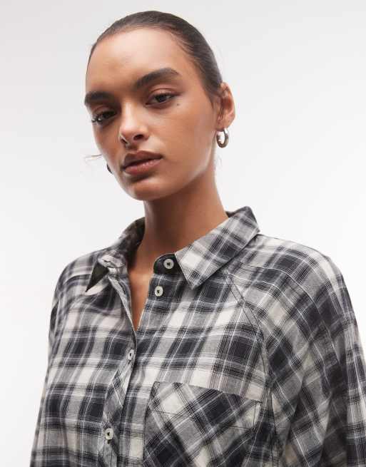 COLLUSION raglan oversized shirt in check, 3 of 4