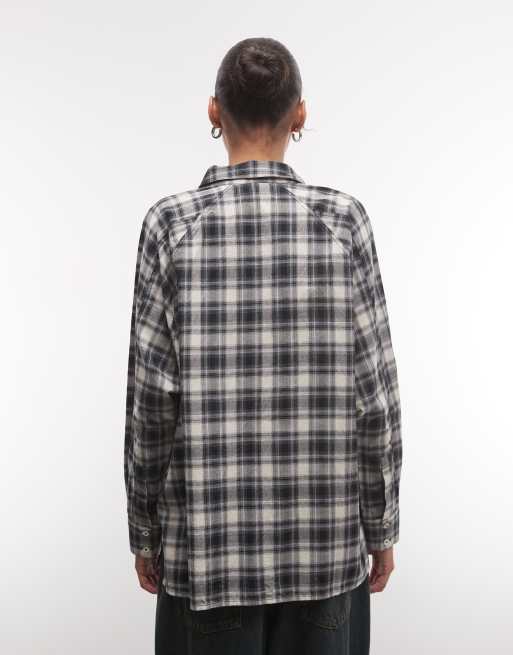 COLLUSION raglan oversized shirt in check, 4 of 4