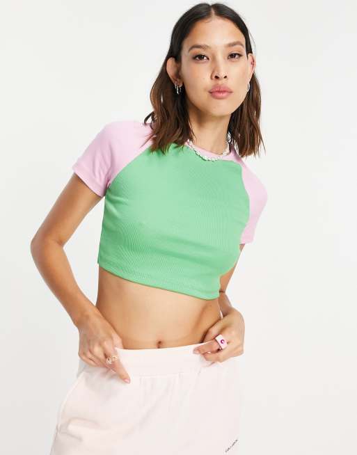 Pink and store green t shirt