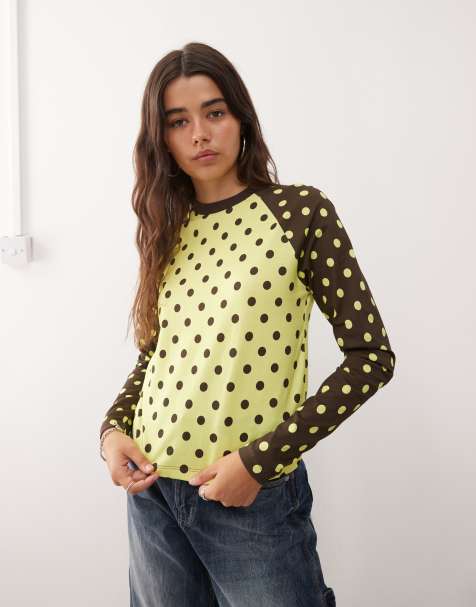 COLLUSION raglan shrunken t-shirt in contrast polka dot - view 1