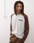 [Collusion] COLLUSION raglan t-shirt in brown and grey marl XS GREY