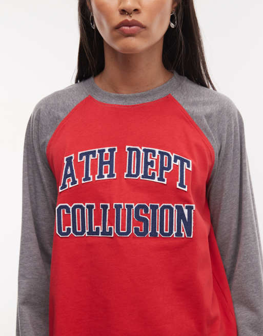 COLLUSION raglan varsity long sleeve t-shirt, 3 of 4